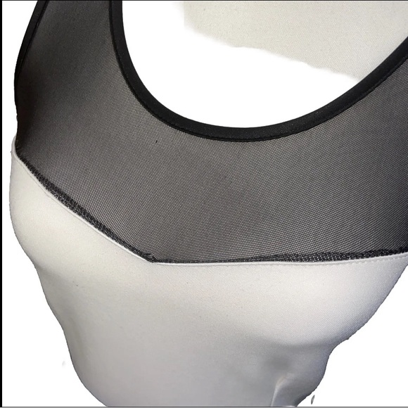 Danbee Womens Black Mesh Cutout Publem White Top Black Lace & Band - Picture 7 of 8